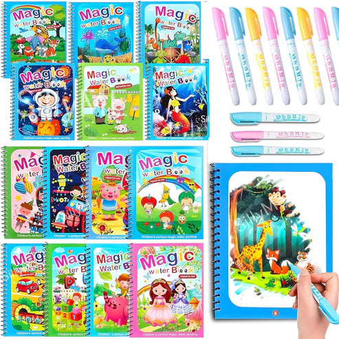 Reusable Magic Coloring Water Book (Pack Of 4 Books + 4Pens)