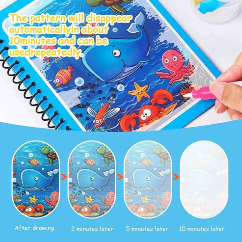 Reusable Magic Coloring Water Book (Pack Of 4 Books + 4Pens)