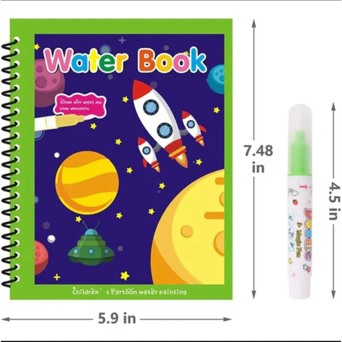 Reusable Magic Coloring Water Book (Pack Of 4 Books + 4Pens)